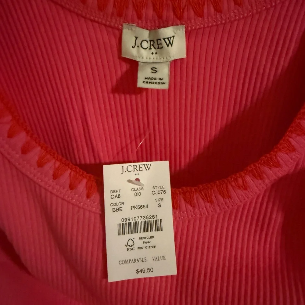 J. Crew Vibrant Pink Ribbed Tank Top